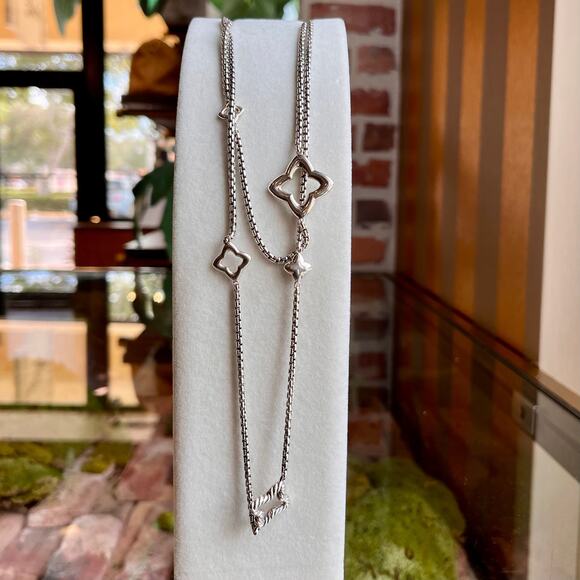 DAVID YURMAN 925 Sterling Silver Quatrefoil Station Necklace